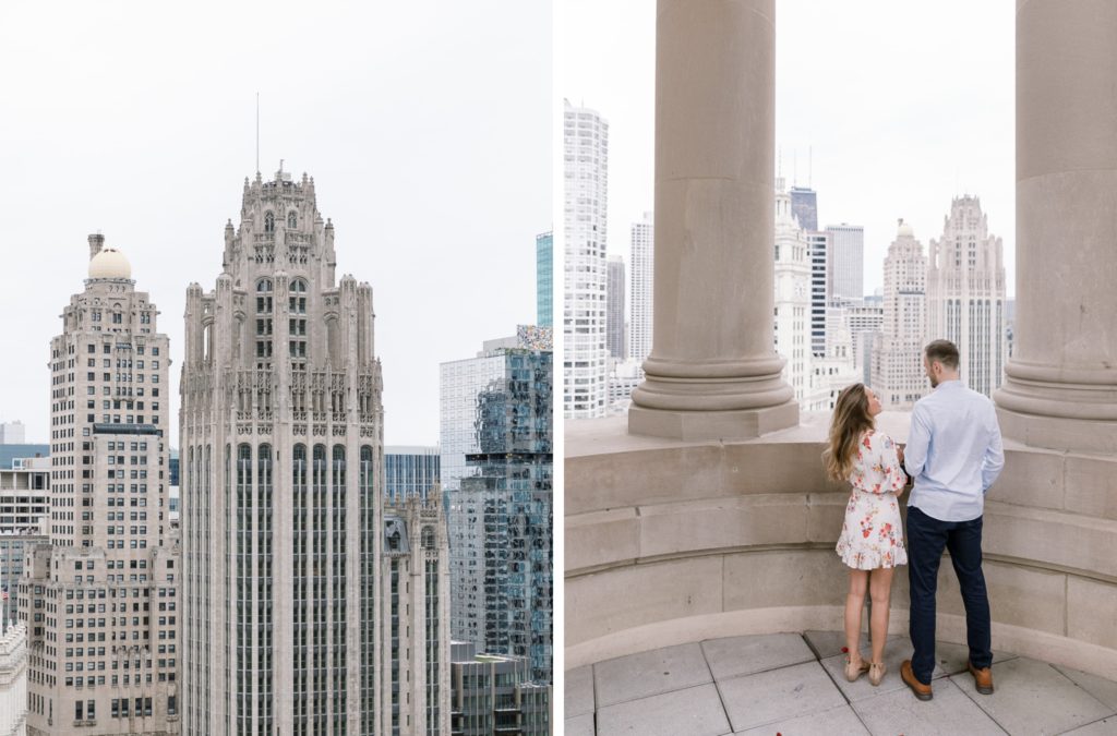 enjoying the iconic views at a proposal at London House Chicago